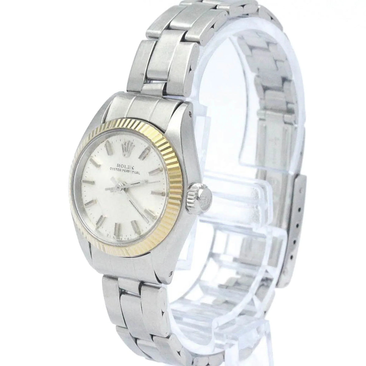 Pre-Owned Vintage ROLEX Oyster Perpetual 6719 White Gold Steel Ladies Watch BF565449 (Fair)