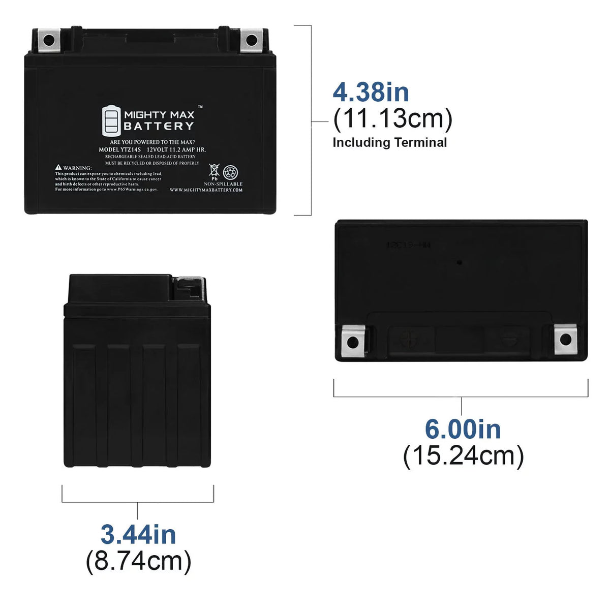 YTZ14S 12V 11.2AH Replacement Battery compatible with Protek YTZ14S - 3 Pack