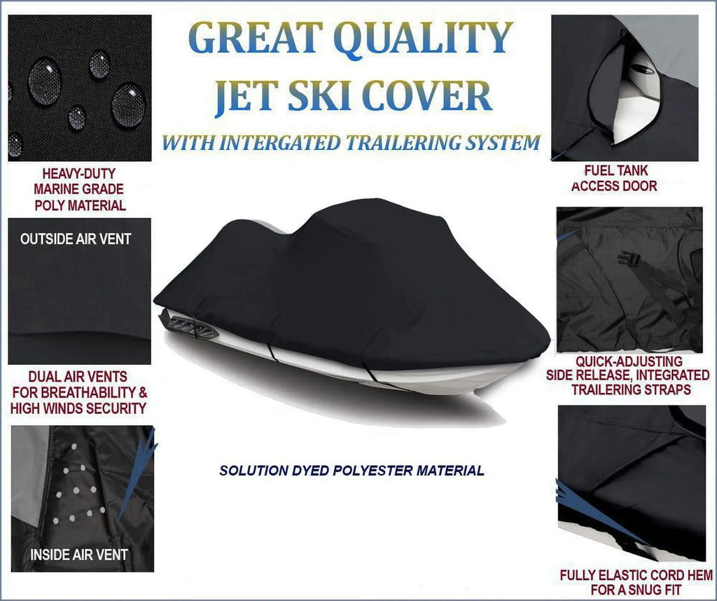 BLACK TOP OF THE LINE JET SKI Cover Compatible for Sea Doo Sea-Doo GTX LTD limited 1996 1997 1998 1999 Jet Ski Cover PWC