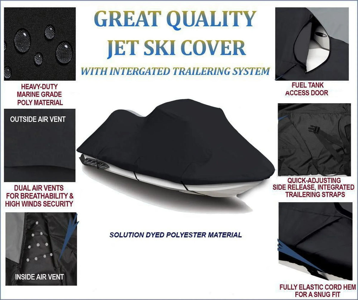 BLACK TOP OF THE LINE JET SKI Cover Compatible for Sea Doo Sea-Doo GTX LTD limited 1996 1997 1998 1999 Jet Ski Cover PWC