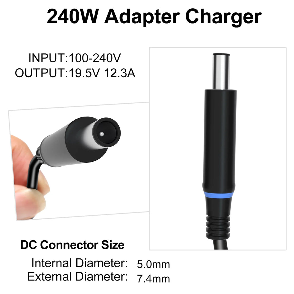 240W 180W AC Adapter Notebook Charger for Alienware 17 15 13 R1 R2 R3 R4 R5 M15 M17 M17x x51,Precision 7710 7540 M6400 M6500 M4300 G3 G5 G7 Series Power Supply Cord