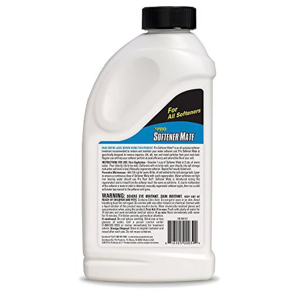 Softener Mate Fluid Softener Cleaner – Cleans Fouled Resin – Removes Tannins -- Restores Softener Efficiency – Maintains Softener Capability – Removes Damaging Organic Compounds
