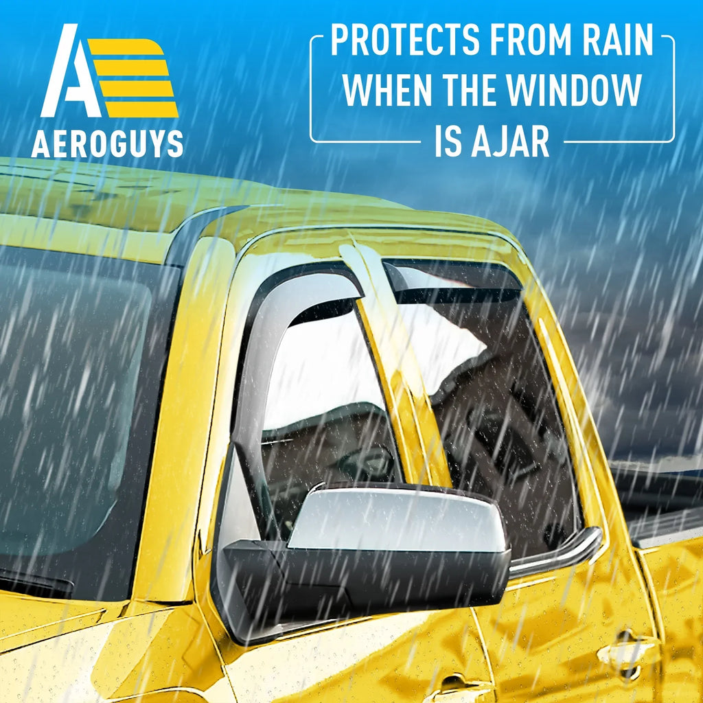 AEROGUYS In-Channel Window Deflectors Extra Sturdy Window Visors Rain Guards Fit for Chevrolet (Chevy) Silverado 1500 2014-2018 Crew Cab, Sun Visors, Wind Vent Visors, Truck Accessories -4pcs. AG0421