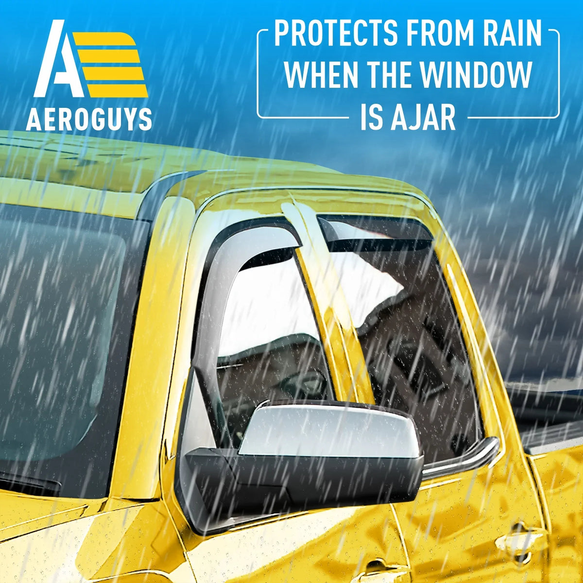 AEROGUYS In-Channel Window Deflectors Extra Sturdy Window Visors Rain Guards Fit for Chevrolet (Chevy) Silverado 1500 2014-2018 Crew Cab, Sun Visors, Wind Vent Visors, Truck Accessories -4pcs. AG0421
