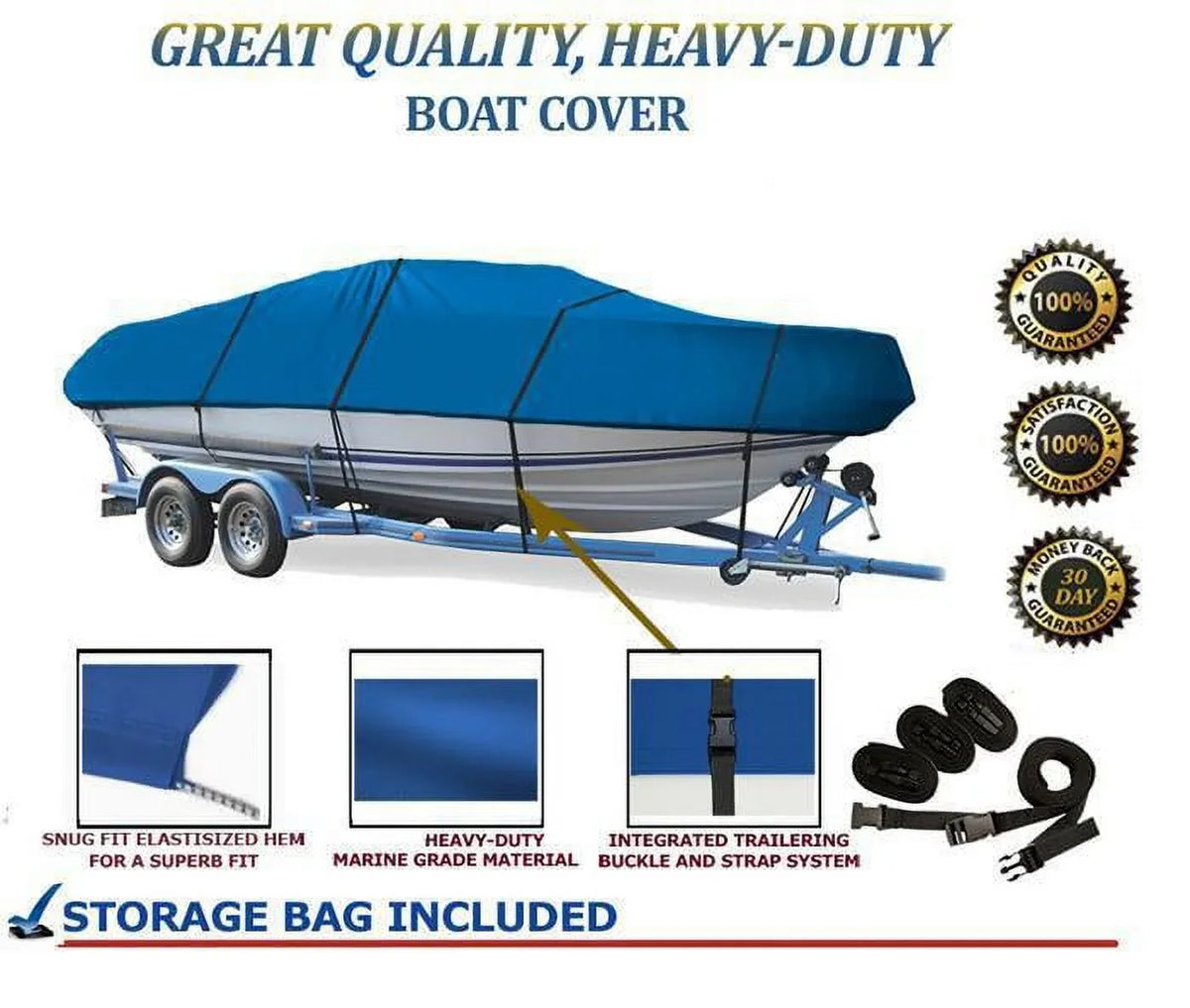 BLUE, GREAT QUALITY BOAT COVER Compatible for COBRA 1504 ALL YEARS