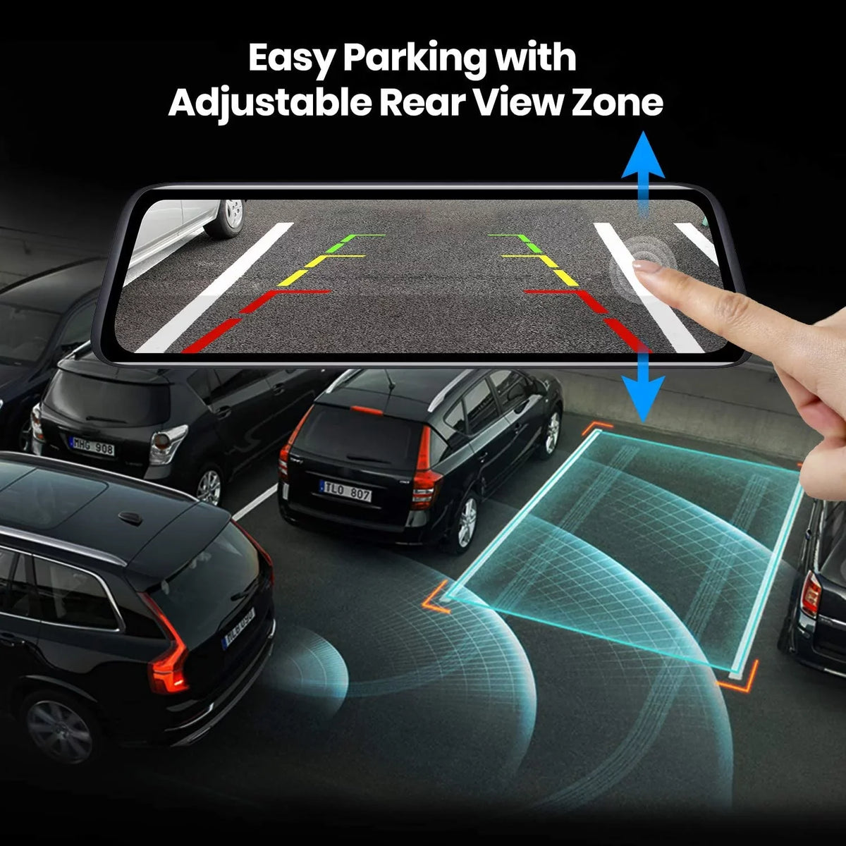 AUTO-VOX Mirror Dash Cam Front and Rear View Mirror Dual Camera 9.35'' Full Touch Monitor 1080P Super Night Vision Car Backup Camera for Driving Safety