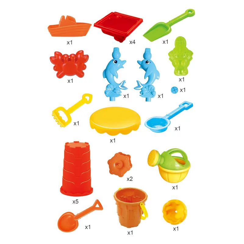 Mundo Toys Beach Toys Sand Liquid Activity Table Set 25 Pcs with Dolphin