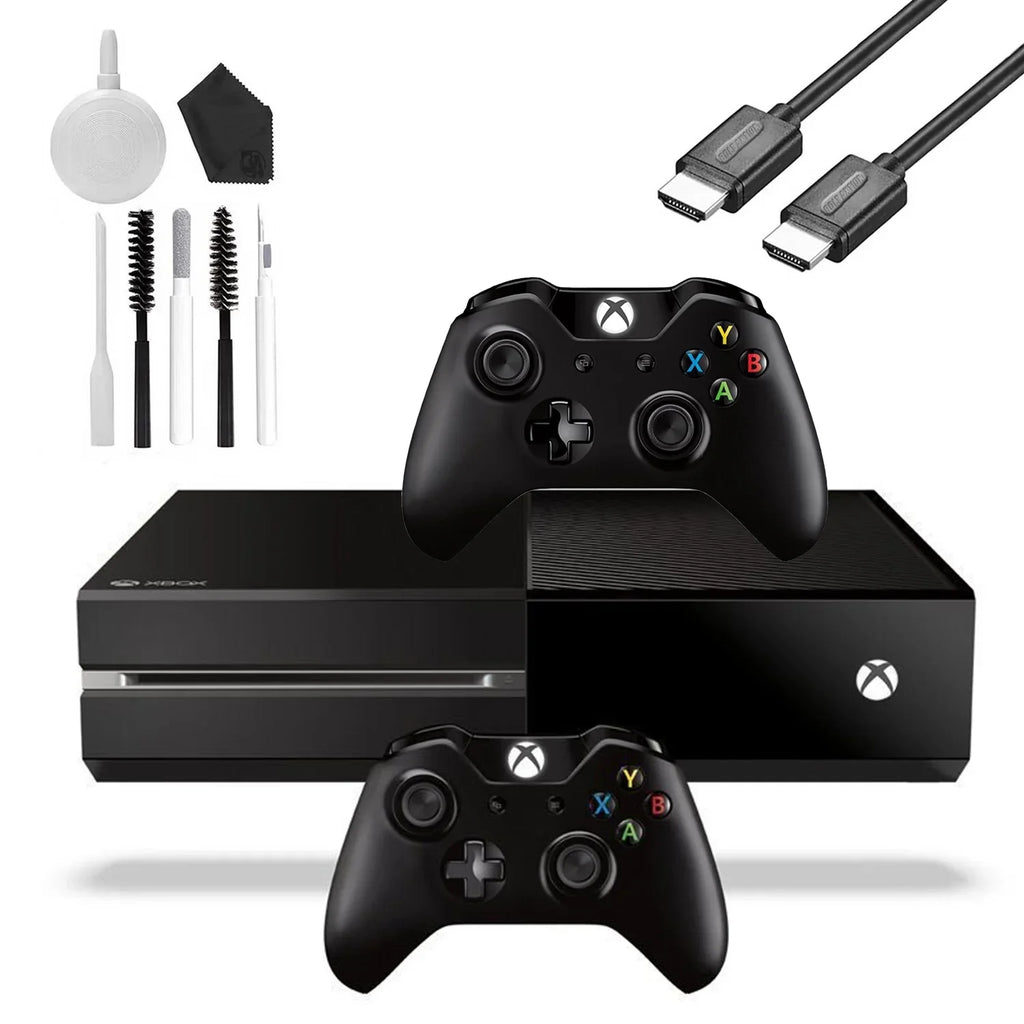 Xbox One Original 500GB Gaming Console Black with 2 Controller HDMI Cable Cleaning Kit Bundle Like New