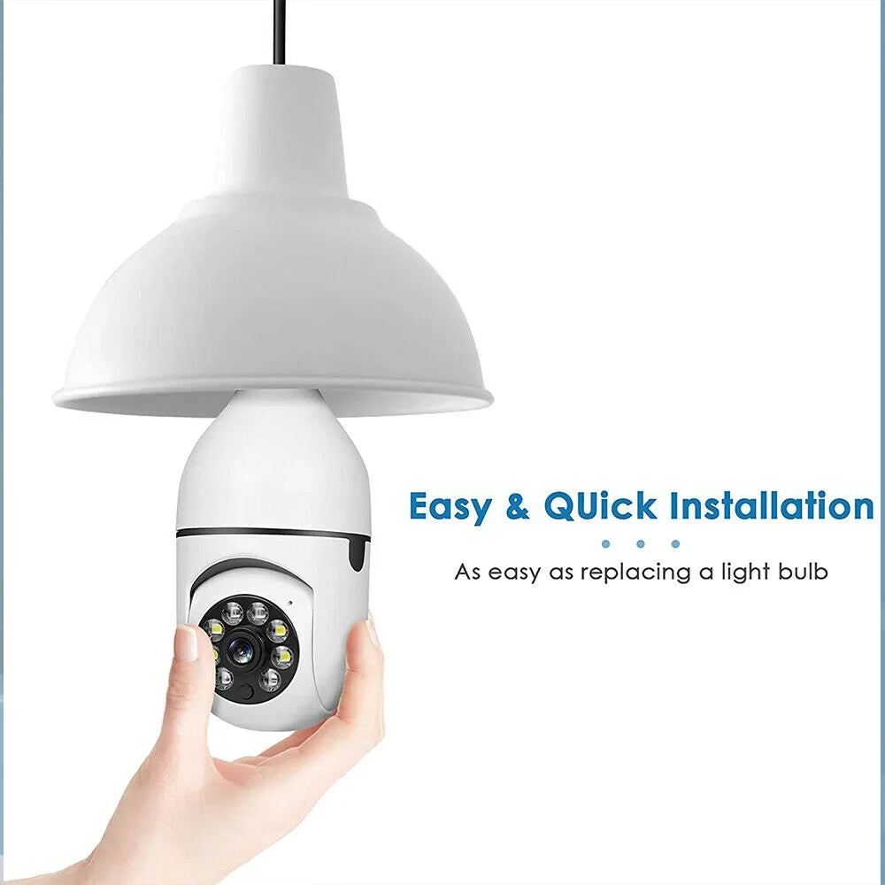 JahyShow 5GHz E27 Light Bulb Camera, 1080P Home Surveillance Cameras Wireless CCTV with 360 Degree Panoramic View Lens, Night Vision, Remote Viewing, Motion Detection, Two Way Audio (2 Pack)