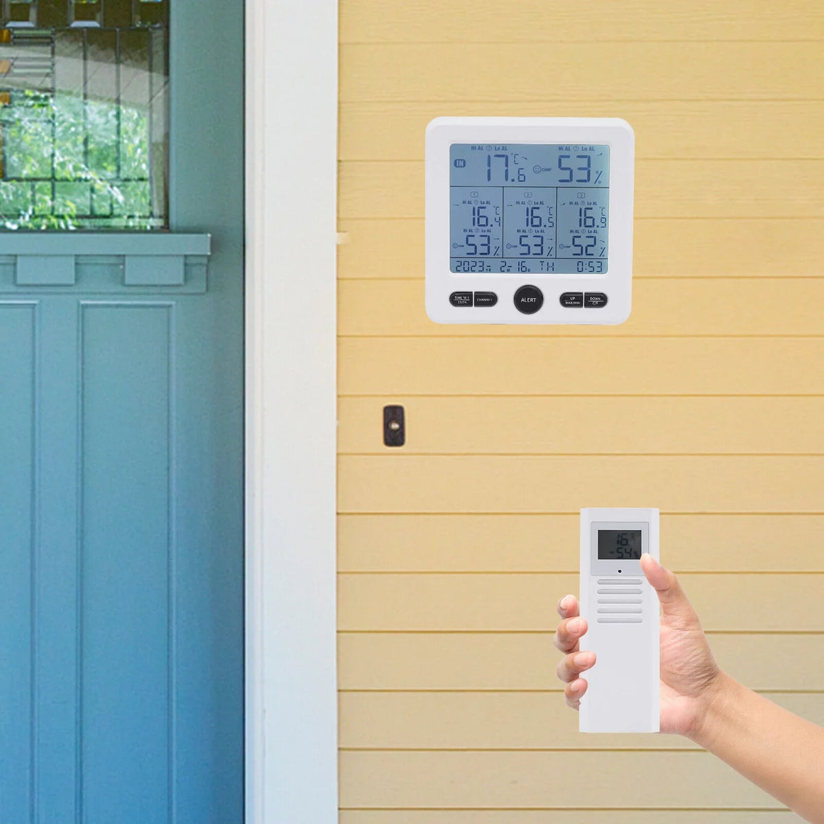 Digital Indoor Outdoor Hygrometer Thermometer Humidity Meter LCD 3 Sensors