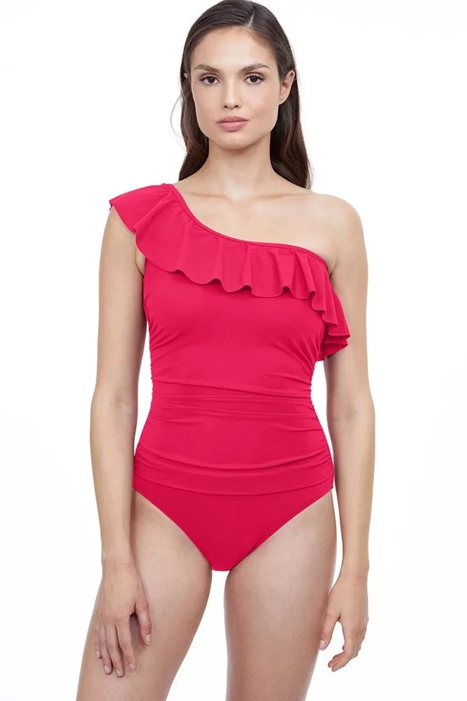 Profile by Gottex PINK One-Shoulder Tummy Control One-Piece Swimsuit, US 10
