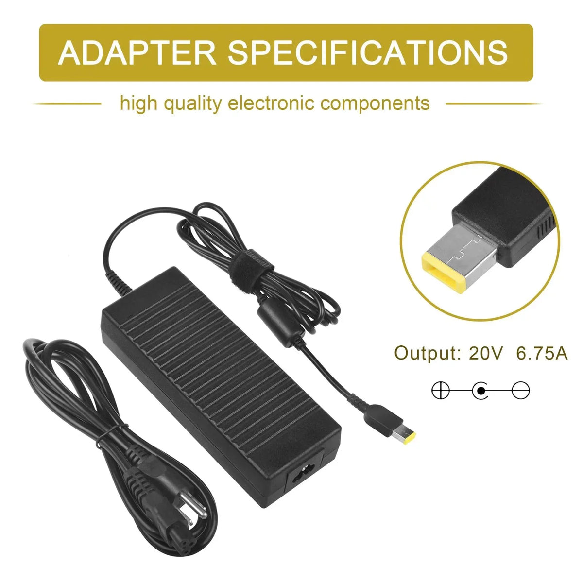 CJP-Geek 135W AC Adapter Charger Power Cord for Ideapad Y40-70 Y50-70 Supply Cord