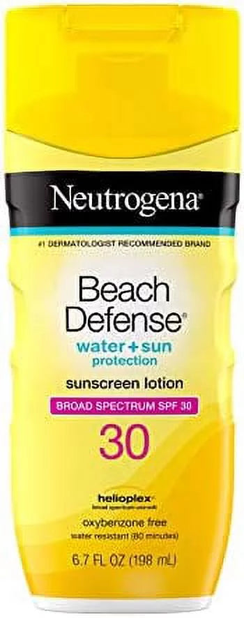 Neutrogena Beach Defense Fluid Resistant Monitor Body Lotion with Broad Spectrum SPF 30, Oil-Free and Fast-Absorbing, 6.7 oz