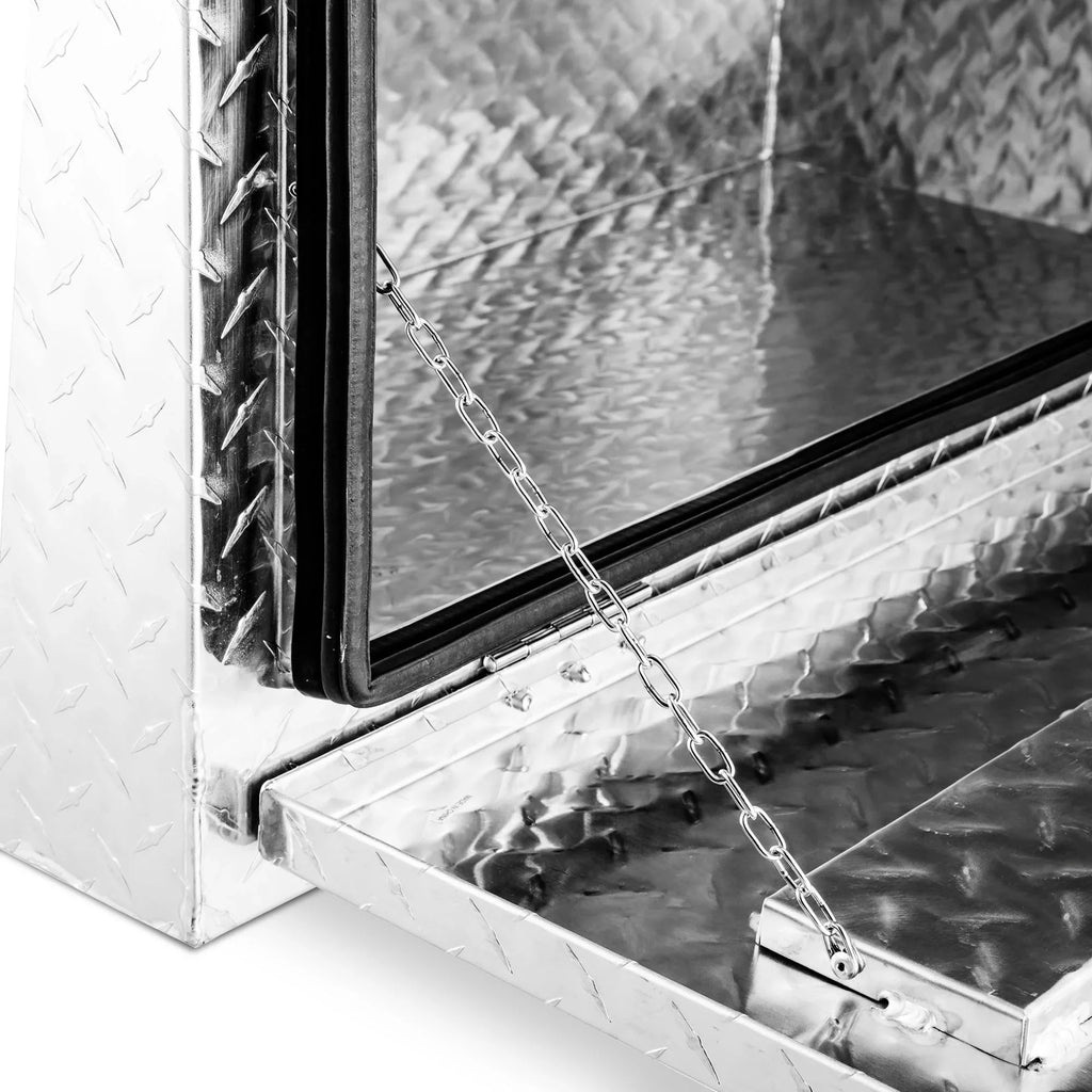 ARKSEN 18" Aluminum Truck Underbody Diamond Plate ToolBox w/ T-Handle Latch Sturdy Pickup Trailer Storage Organizer Tool Box Key Lock, Silver