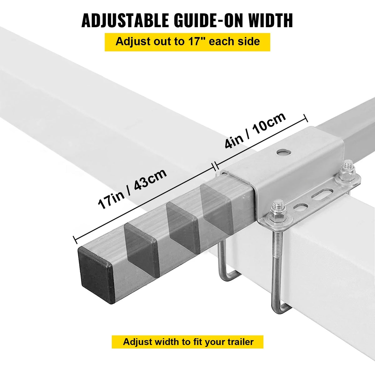 VEVORbrand Boat Trailer Guide-on, 40", 2pcs Galvanized Steel Trailer Post Guide on, with LED-Lighted PVC Tube Covers, Mounting Hardware Included, for Ski Boat, Fishing Boat or Sailboat Trailer