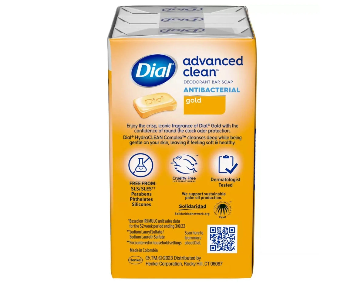Dial Antibacterial Deodorant Soap Bar, Gold, 4 oz bars, 3 ea (Pack of 4)