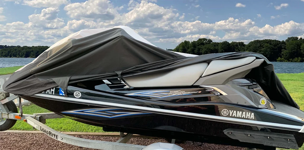 SUPER HEAVY-DUTY PWC 600D JET SKI Cover Compatible for Sea Doo Sea-Doo 1996-2002 GTX Jet Ski Liquid Cover Black/Grey