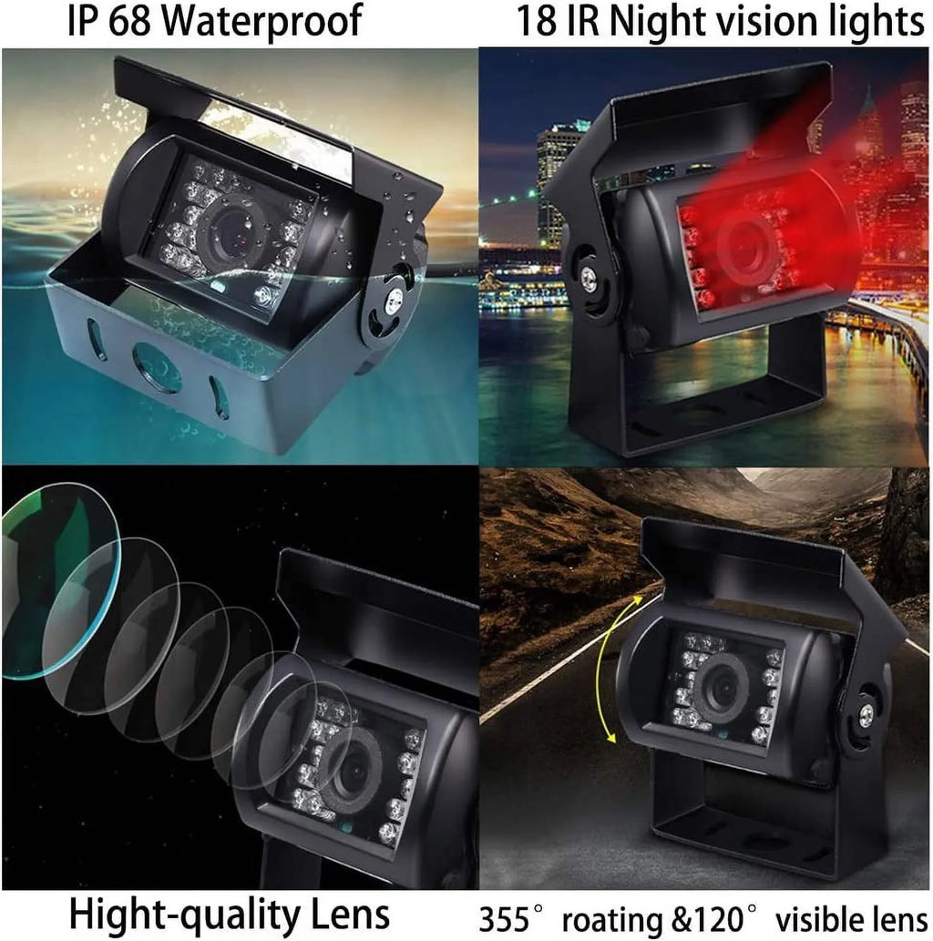 Camecho Truck Backup Camera Heavy Duty 18 IR Night Vision Fluid Vehicle Rear View Camera 12 V 24V Backup