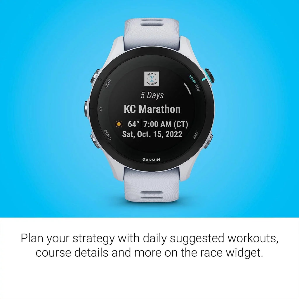 Garmin Forerunner 255S Music, Smaller GPS Running Smartwatch with Music, Advanced Insights, Long-Lasting Battery, Whitestone with Charging Base, USB Car/Wall Adapters & 6Ave Cleaning Kit