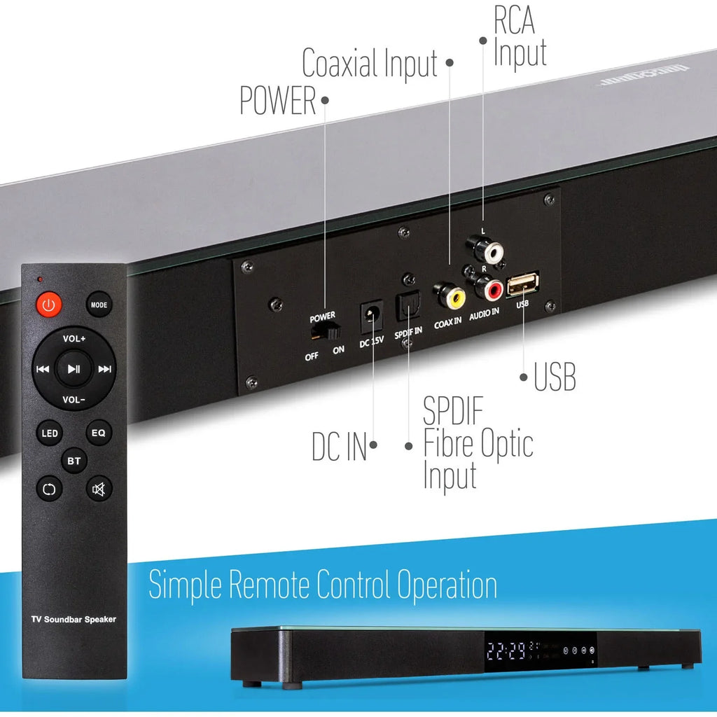 Deco Gear Home Theater Surround Sound 31" Soundbar 2.1 CH Audio Wireless Bluetooth NFC (PA30W) - (OPEN BOX)