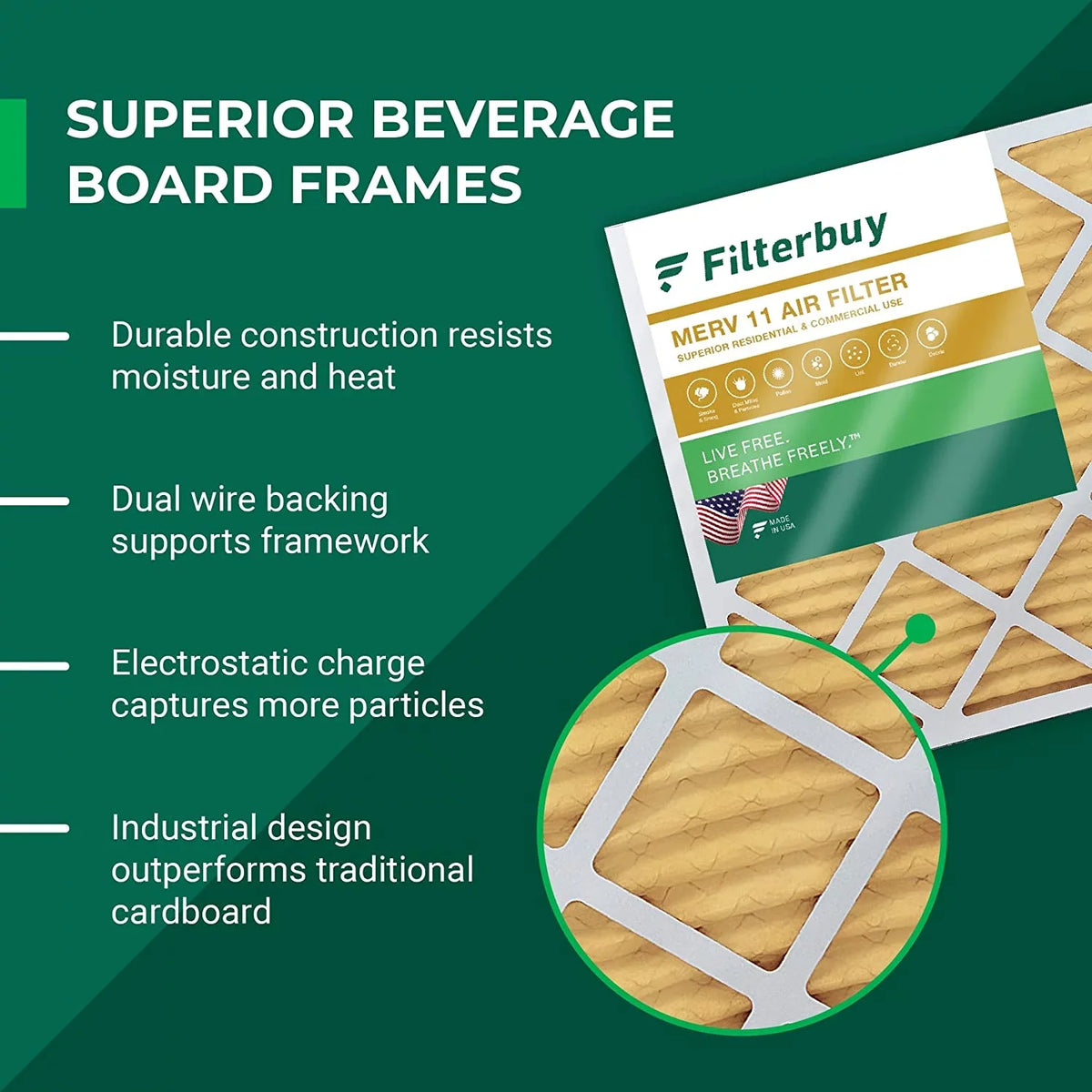 Filterbuy 14x20x1 MERV 11 Pleated HVAC AC Furnace Air Filters (5-Pack)