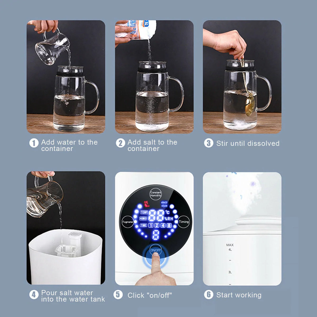 DIY Sodium 4L Hypochlorous Acid Liquid Making Machine Humidifier W/ Remote White