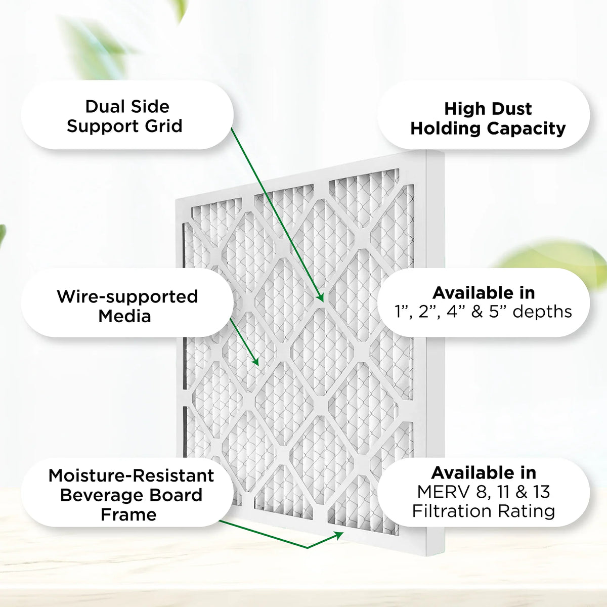 22x22x1 MERV 11, MPR 1000 Pleated AC Furnace 1" Air Filters by Pamlico. Case of 12. Actual Size: 21-3/4 x 21-3/4 x 3/4