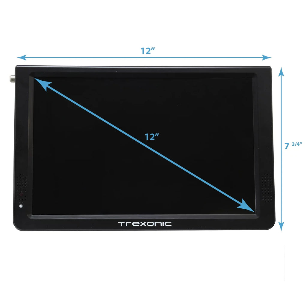 Reconditioned Trexonic Portable Monitor 12" LED TV With TF Slot, USB/Micro USB/ Headphone/AV Inputs And Built-in Digital Tuner