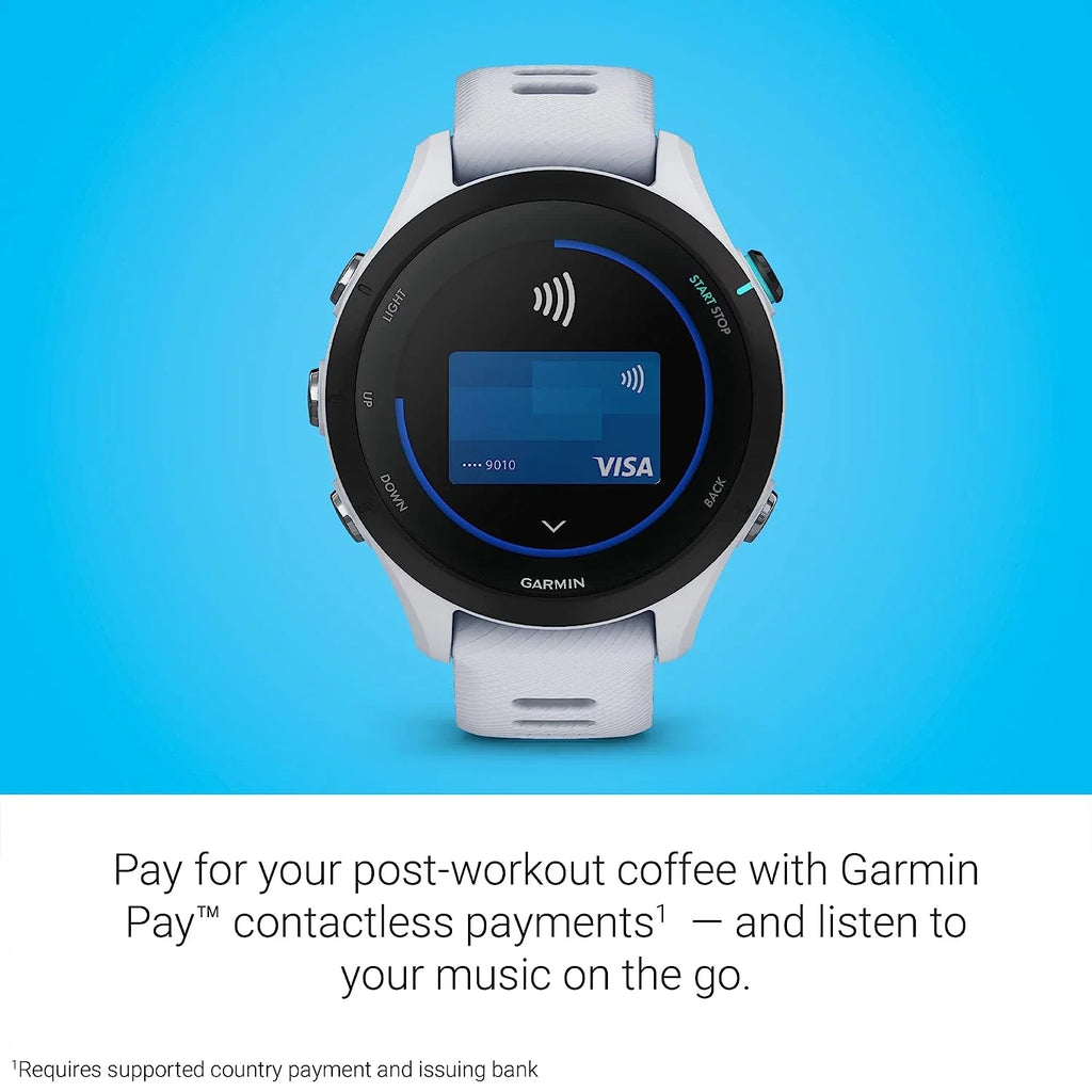 Garmin Forerunner 255S Music, Smaller GPS Running Smartwatch with Music, Advanced Insights, Long-Lasting Battery, Whitestone with Charging Base, USB Car/Wall Adapters & 6Ave Cleaning Kit