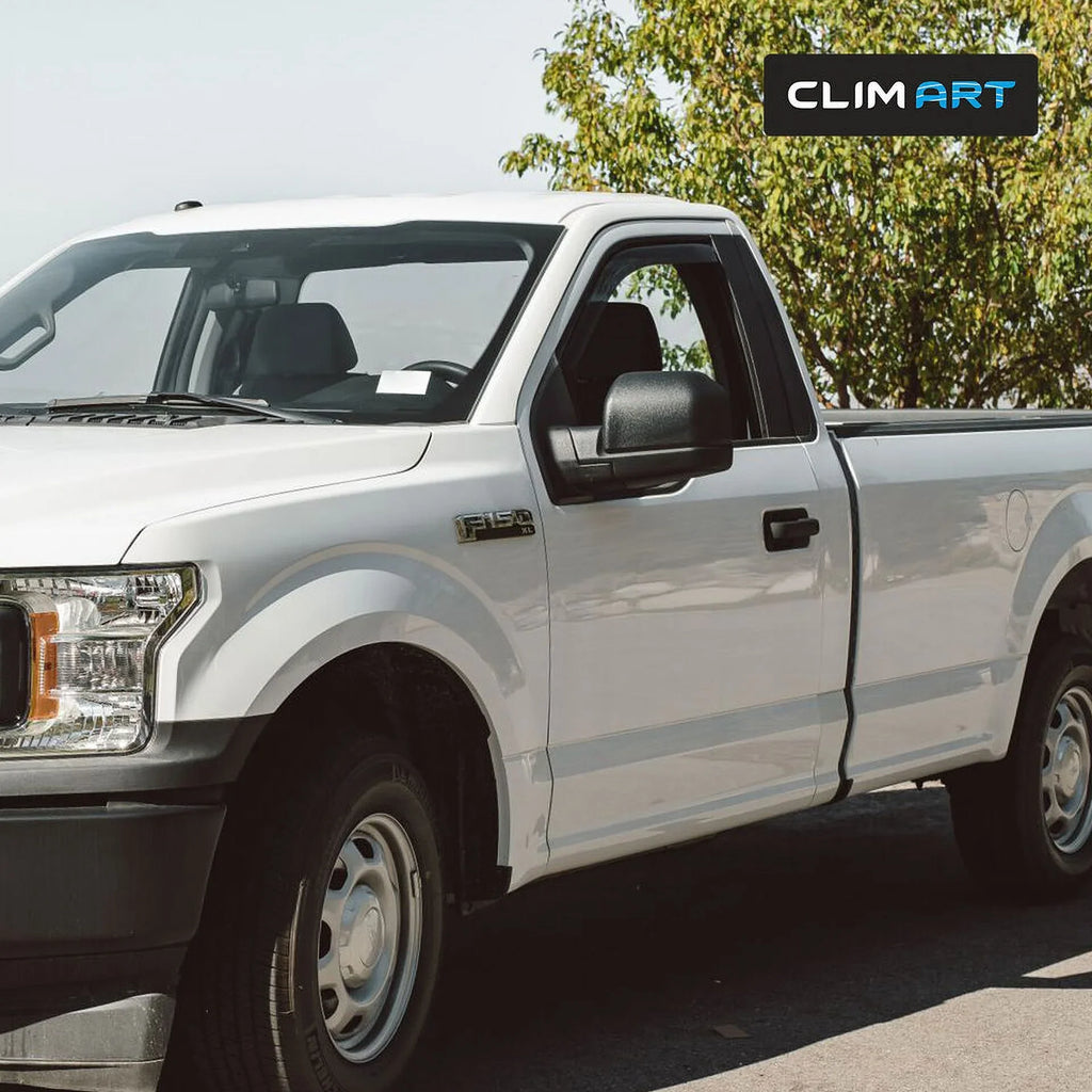 CLIM ART in-Channel Incredibly Tough Rain Guards for Ford F150 2015-2020 Regular Cab, Original Window Deflectors, Vent Window Visors, Vent Deflector, Dark Smoke Truck Accessories, 2 pcs- 315008LP