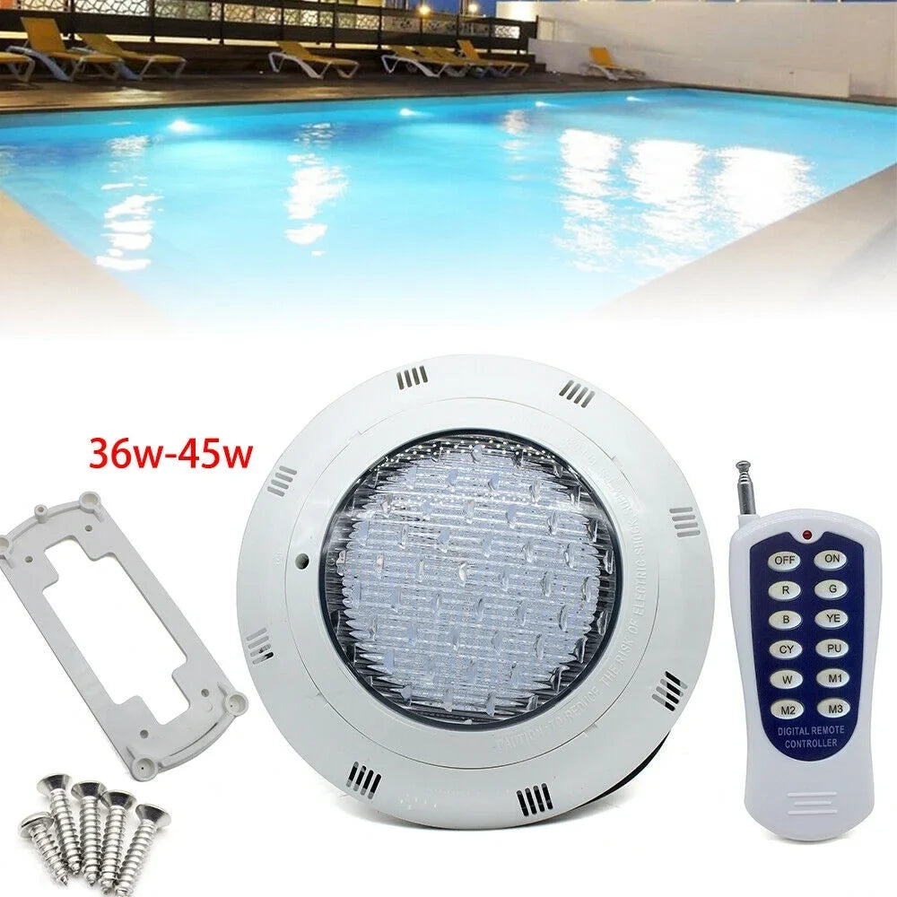 Fichiouy RGB LED Light Pool Lamp 7Color Fountain Swimming Pool Lights IP68 Fluid Lamp with Remote AC12V 36W