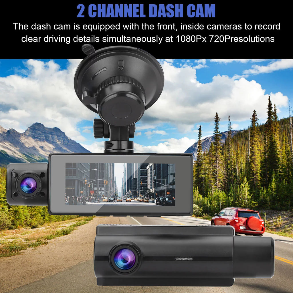 Dual Dash Cam, TSV 1080P Driving Recorder Camera for Cars, 170° Wide Angle Front Inside Camera with 3.16inch Monitor Night Vision, Loop Recording, G-Sensor, Parking Monitor, WDR