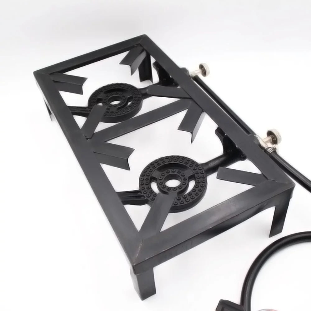 Anself Propane Gas Double Cast Iron Stove for Patio Camping BBQ Cooking (Standard), Sturdy and Reliable Furnace for Cooking Needs