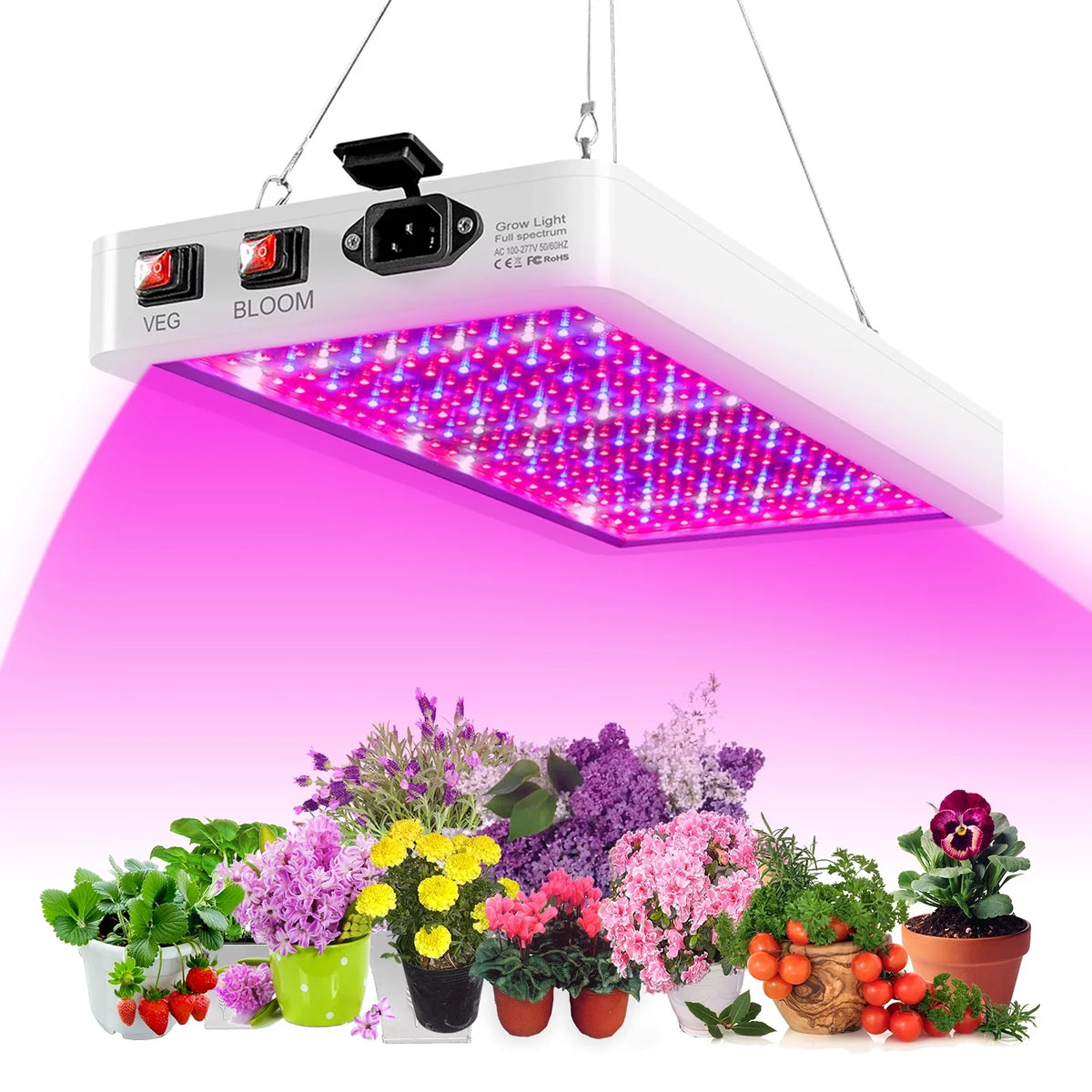 2000W Grow for Indoor Plants 312 LEDs Full Spectrum Veg and Bloom Dual Switch IP65 Fluid Hanging Plant Growing Lamps for Seedlings Flowers Greenhouse