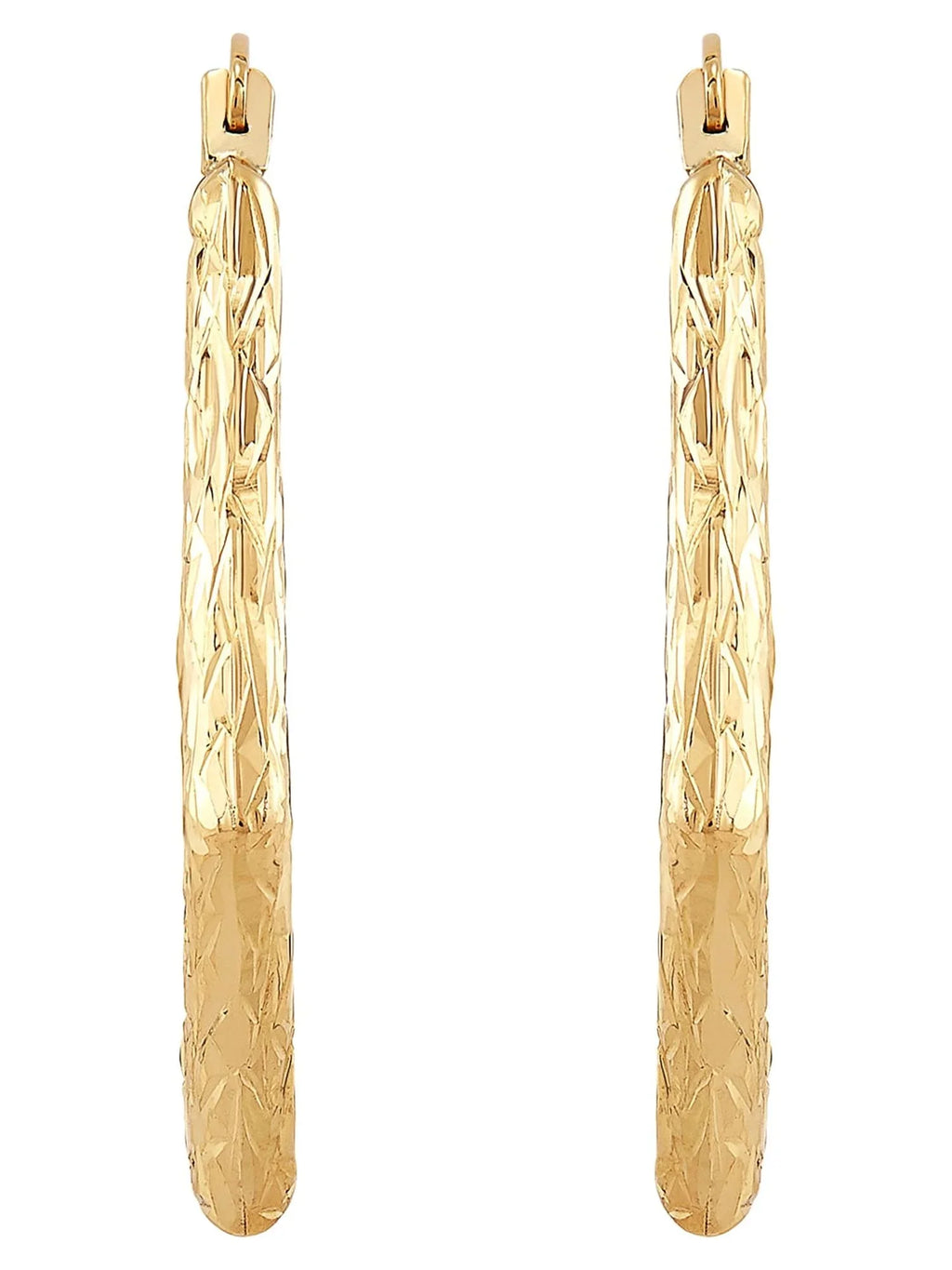 Brilliance Fine Jewelry 10K Yellow Gold Hollow Round Knife Edge Hoops Earrings