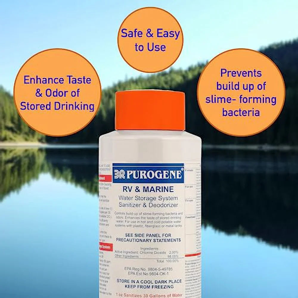 BayTec - 32oz Purogene Drinking Liquid Treatment and Fluid System Sanitizer for Liquid Sanitizes Fluid Storage Systems, Provides for Long-Term Storage of Drinking Liquid