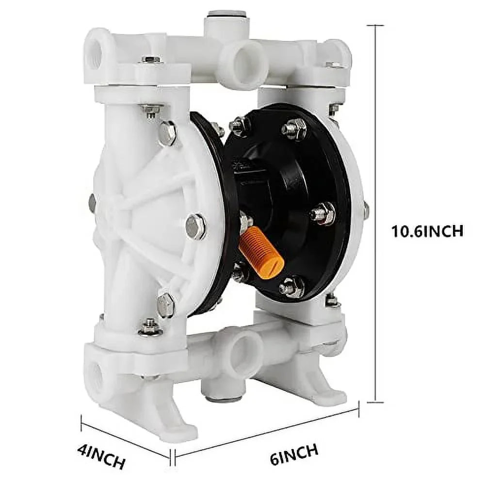 GYZJ Air Operated Double Diaphragm Pump QBK-15 1/2 inch Outlet 12 GPM Pneumatic Transfer Max 115 PSI Industrial Use for Chemical Waste Oil Dual Dissepiment PTFE Nitrile Rubber by Cast Iron