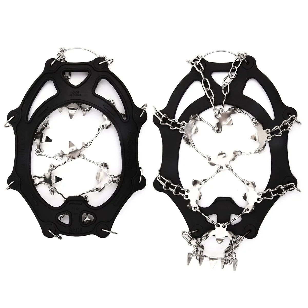walmeck Ice Claw 201 Slip Shoe Grips - 26-Tooth Stainless Steel Ice Claws for Superior Traction - Ideal for Ice Fishing and Winter