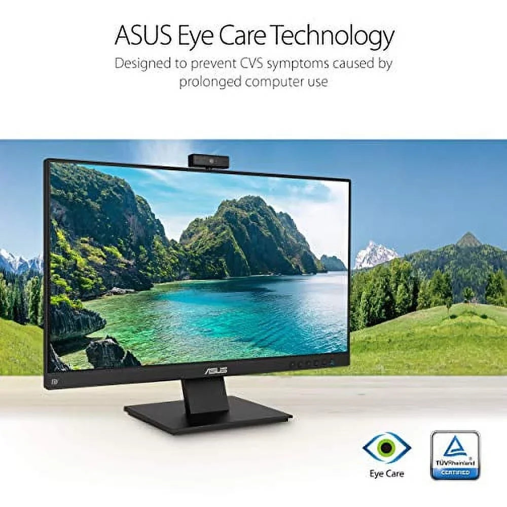 BE24EQK 23.8" Business Monitor with Webcam, 1080P Full HD IPS, Eye Care, DisplayPort HDMI, Frameless, Built-in Adjustable 2MP Webcam, Mic Array, Stereo Speaker, Video Conference