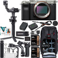 a7C Mirrorless Full Frame Camera Interchangeable Lens Body Only Silver ILCE7C/S Filmmaker's Kit with DJI RSC 2 Gimbal 3-Axis Handheld Stabilizer Bundle + Deco Photo Backpack + Software