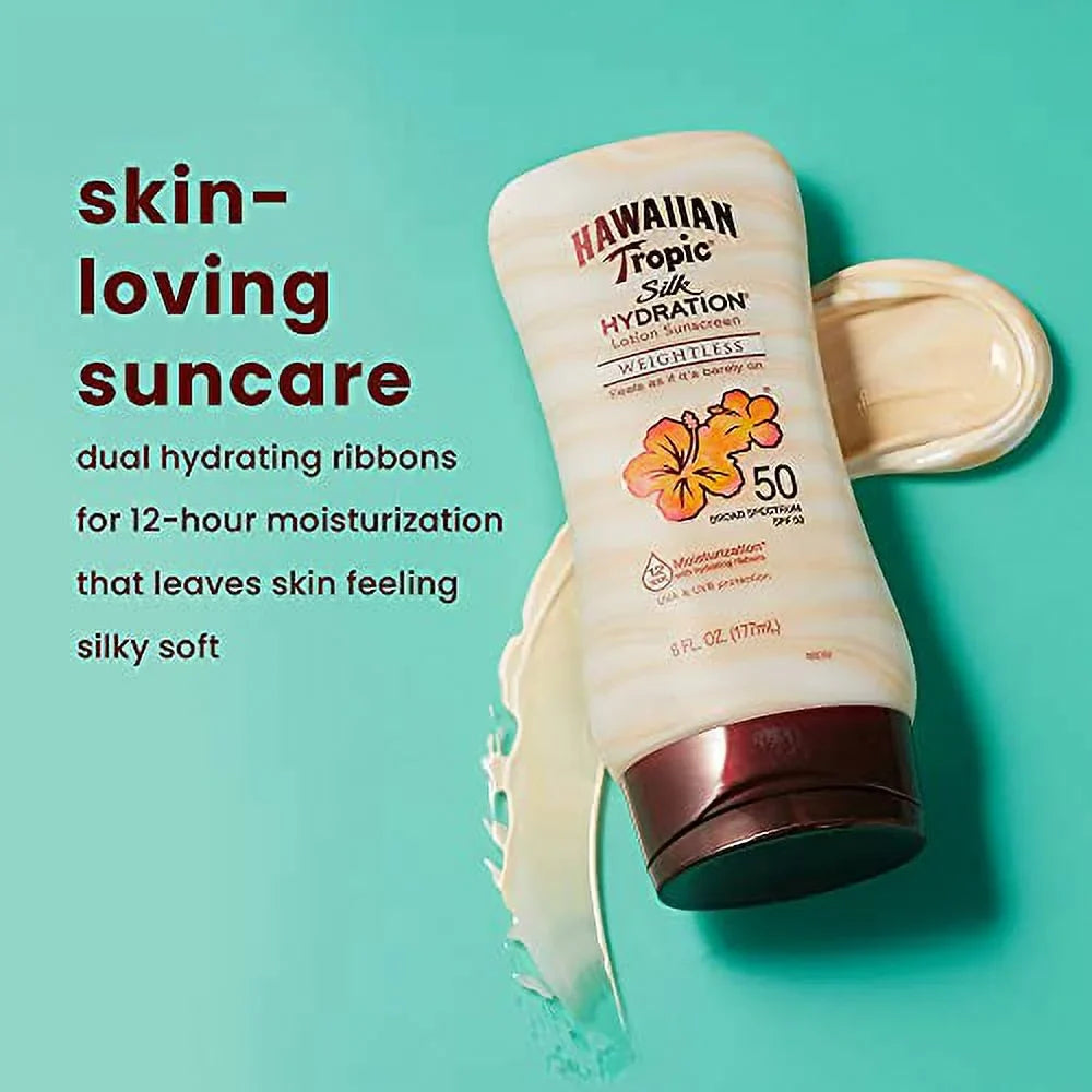 Hawaiian Tropic SPF 30 Broad Spectrum Monitor Silk Hydration Weightless Moisturizing Monitor Lotion, 6 Fl Oz, Twin Pack