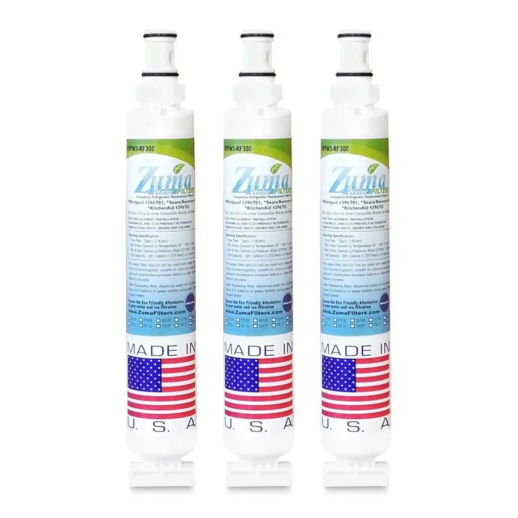 ZUMA Brand , Fluid and Ice Filter , Model # OPFW3-RF300 , Compatible with Whirlpool® EFF-6001A - 3 Pack - Made in U.S.A.