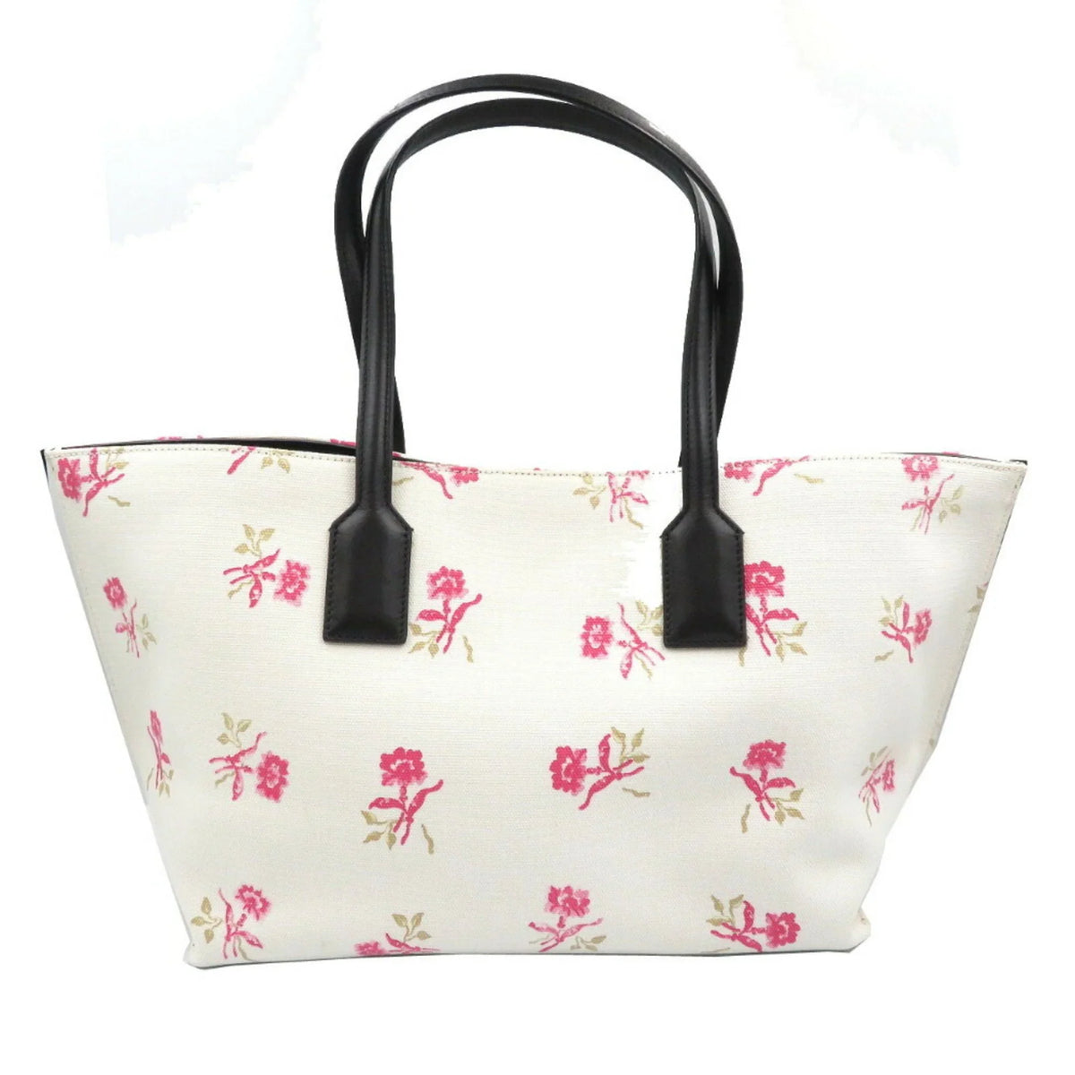 Pre-Owned Loewe Canvas Leather White Pink Black Tote Bag (Good)