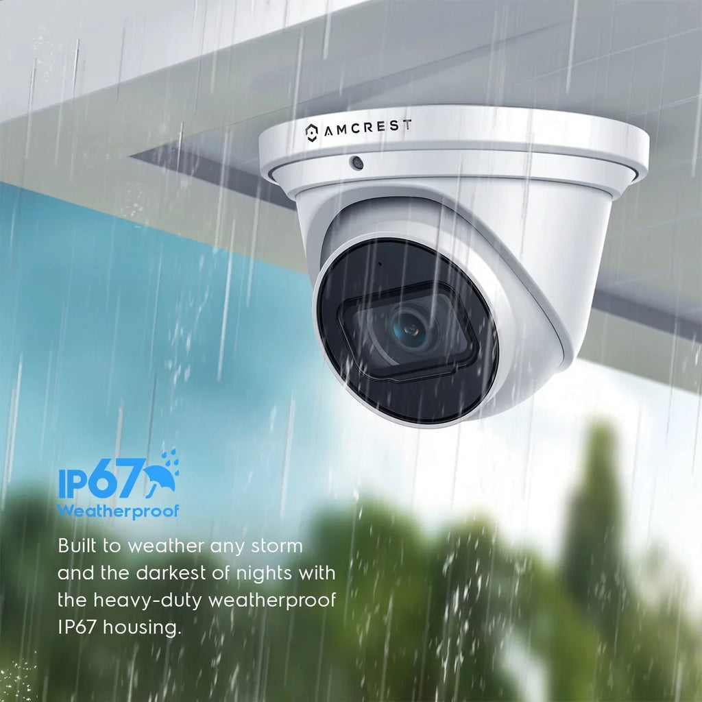 Amcrest 4K POE Camera AI Human/Vehicle Detection, UltraHD 8MP Outdoor Security Turret POE IP Camera, 3840x2160, Wide Angle, IP67 Weatherproof, MicroSD, Built in Mic, White (IP8M-T2669EW-AI) Second-hand