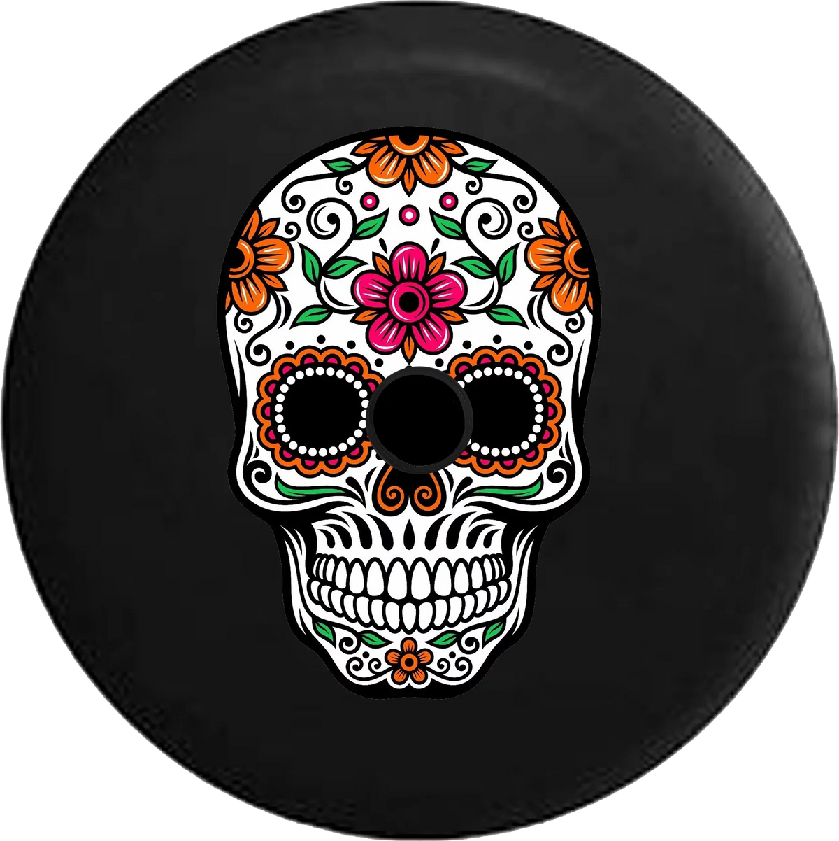 2018 2019 Wrangler JL Backup Camera Sugar Skull Orange Pink Green Spare Tire Cover for Jeep RV 33 Inch