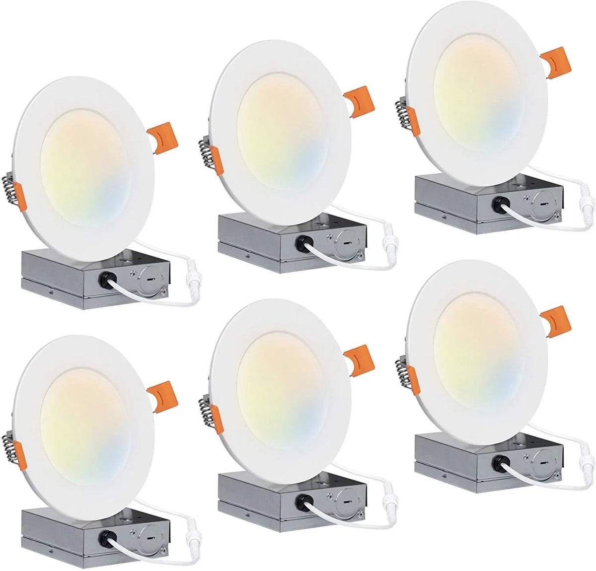 Hyperikon 4 inch Recessed LED Slim Downlight, 9W Color Temperature Tuning, 2700K-5000K, Retrofit Dimmable UL, Energy Star, 6 Pack