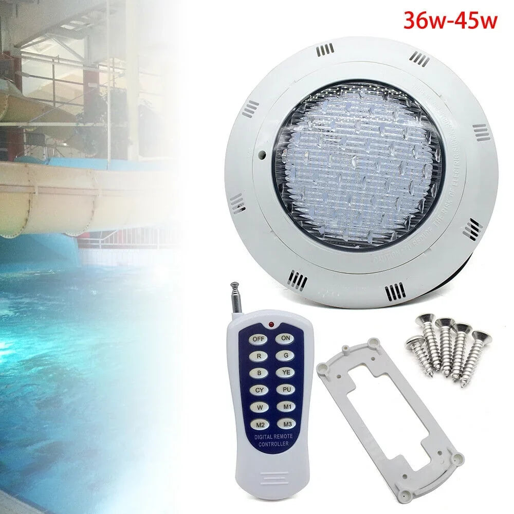 Fichiouy RGB LED Light Pool Lamp 7Color Fountain Swimming Pool Lights IP68 Fluid Lamp with Remote AC12V 36W