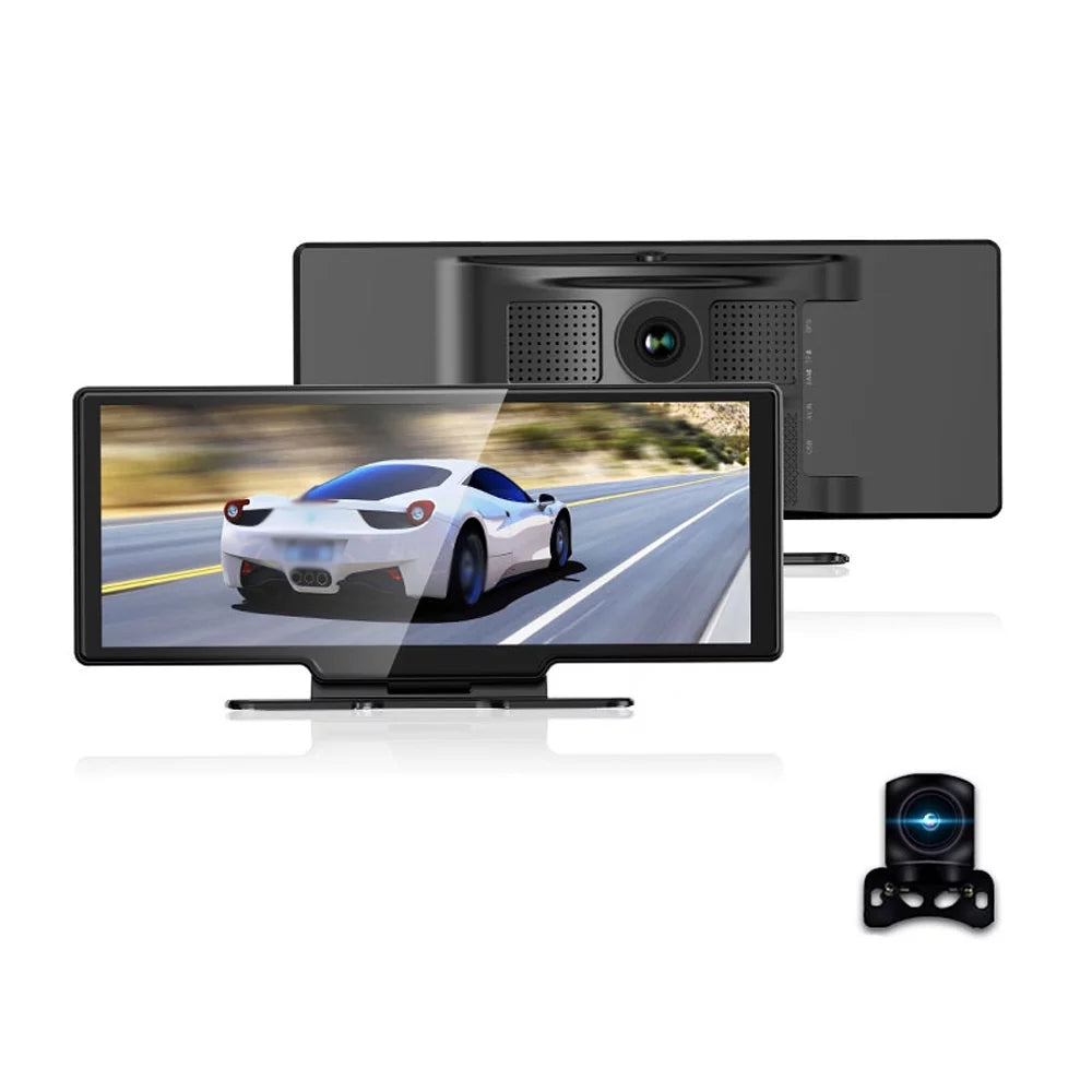 4K Front & Rear DVR Dash Camera with 10.26 Inch Display - Android Auto Compatible, Built-in WiFi, G-Sensing, Loop Recording, Hands-Free Calling