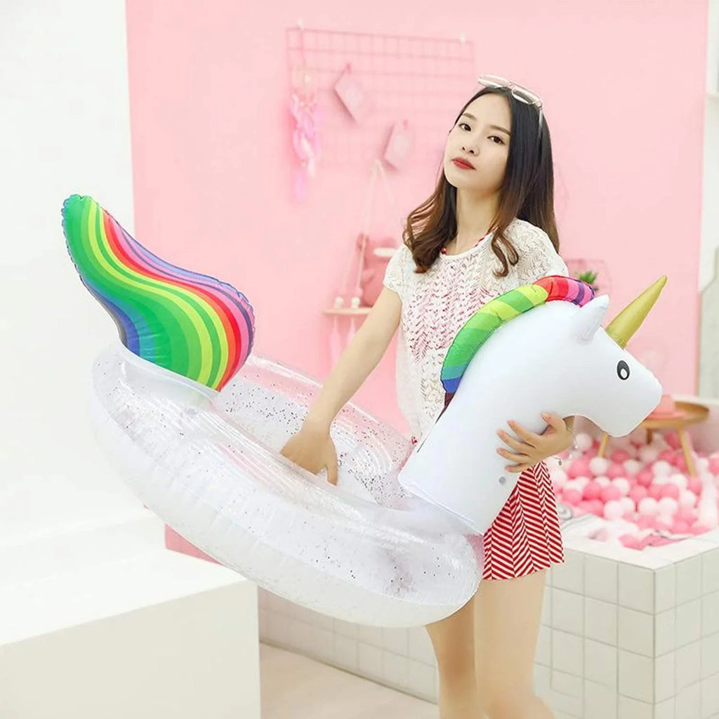 Blossom Glitter Sequins Animal Pool Floats, Inflatable Unicorn Ring Pool Float, Swimming Pool Ring, Pool Inflatables for Kids and Adults, Pool Toys Inflatable, Fluid Float | 48 Inch