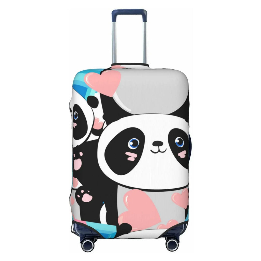 Haiem Panda Cute Pink Hearts Luggage Long-lasting Washable Suitcase Protector With Anti-Scratch Technology - Keep Your Luggage Looking New Medium